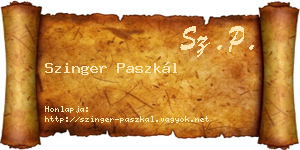 Szinger Paszkál névjegykártya